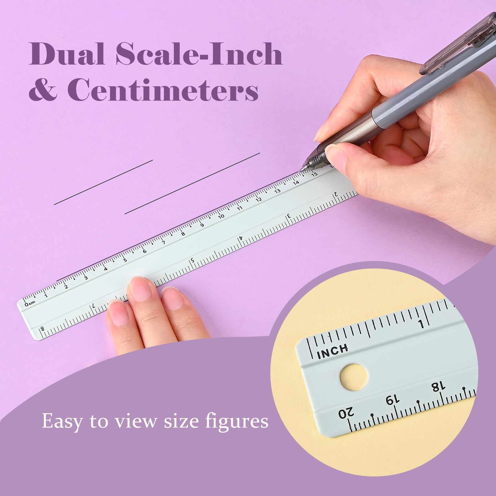 BAYTORY 8 Pcs Metal Rulers, Bulk Morandi Color Ruler, 20 cm/8 inch Aluminum Ruler for School Home Office (20 cm/8 inch) - Image 4