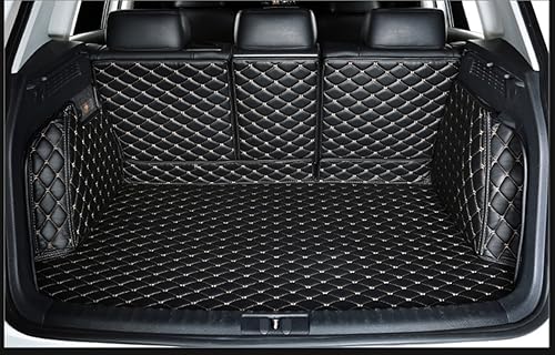 Miniatura 10 de Alfombrilla personalizada de maletero para Mercedes GLS Class 2+2+2 asientos (Negro con costuras doradas)