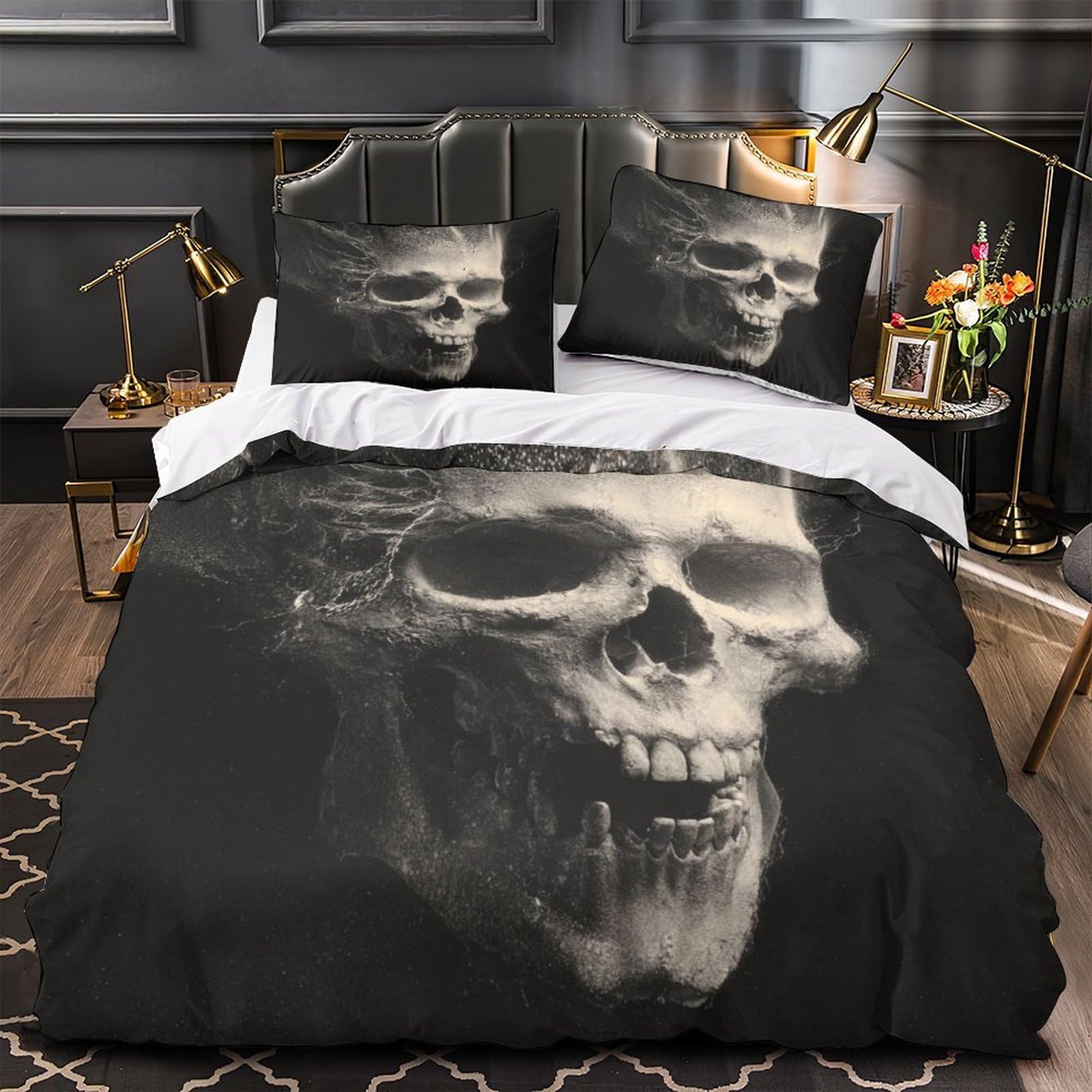 Housse de couette crâne 3D pour transformer votre déco de chambre familiale style gothique