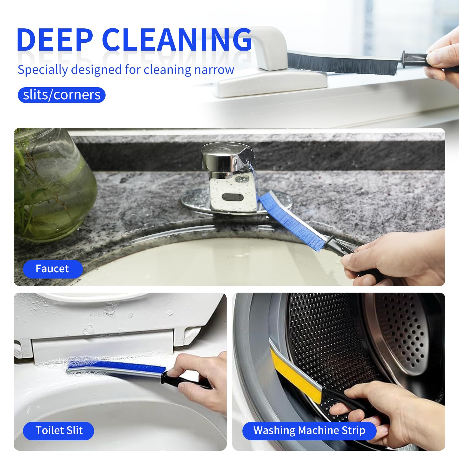 Crevice Cleaning Brush Hard Bristle Bathroom Gap Cleaning Brush Multifunctional Gap Cleaning Tool for Blind, Baseboard, Fan, Window Or Sliding Door Track 6pcs (Colorful)