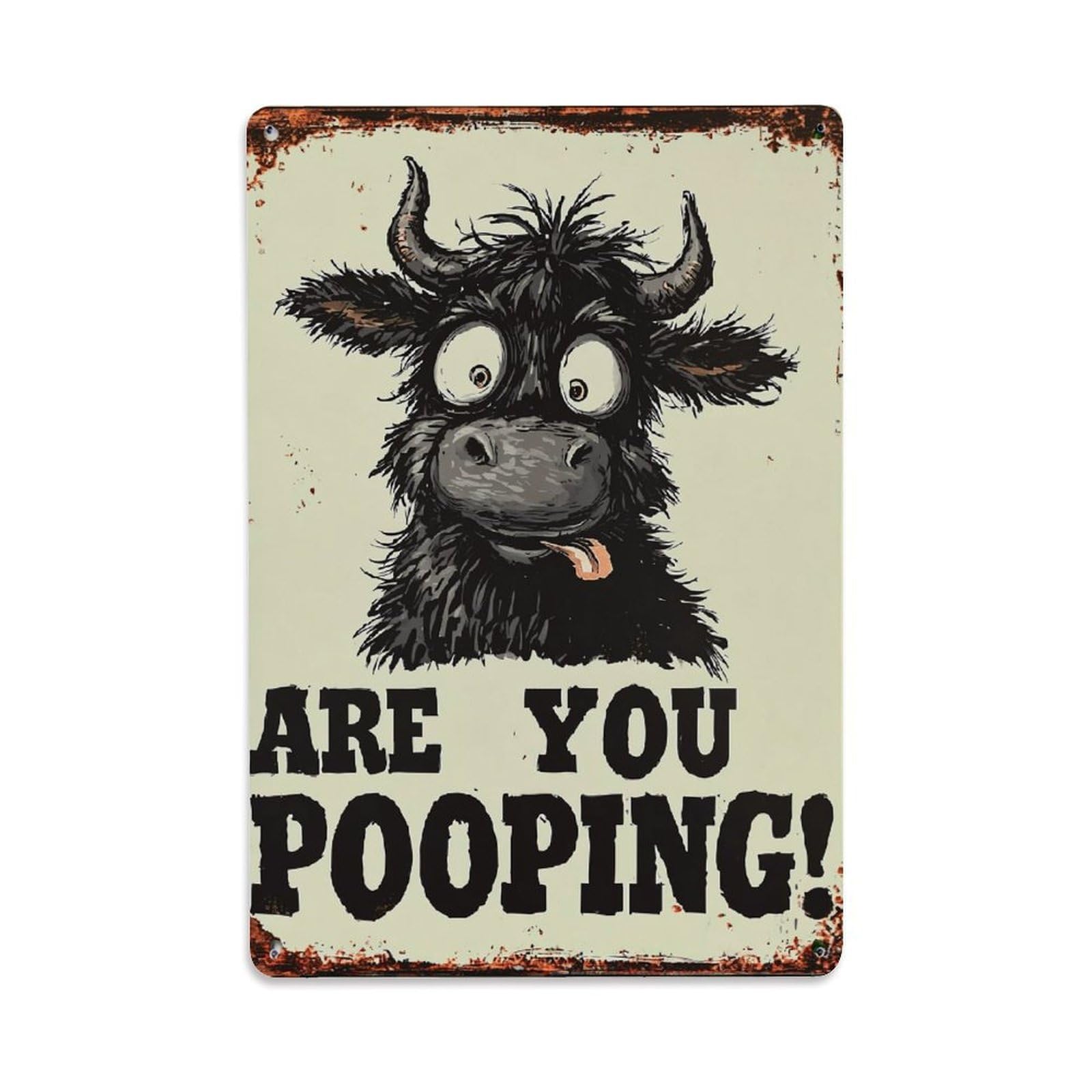 Nestemfo Vintage Funny Black Cow Pooping Sign Tin Sign Metal Sign, Living Room,Bar, Home, Bedroom Wall Decor,Retro Metal Poster 8X12 Inches