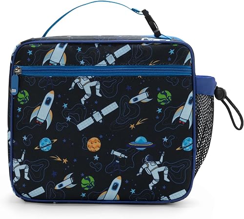 Miniatura 11 de MEXS Lonchera para niños, con dije de bricolaje y bolsas de almuerzo aisladas para niños y niñas, bolsa de almuerzo para la escuela, picnic con Rojo