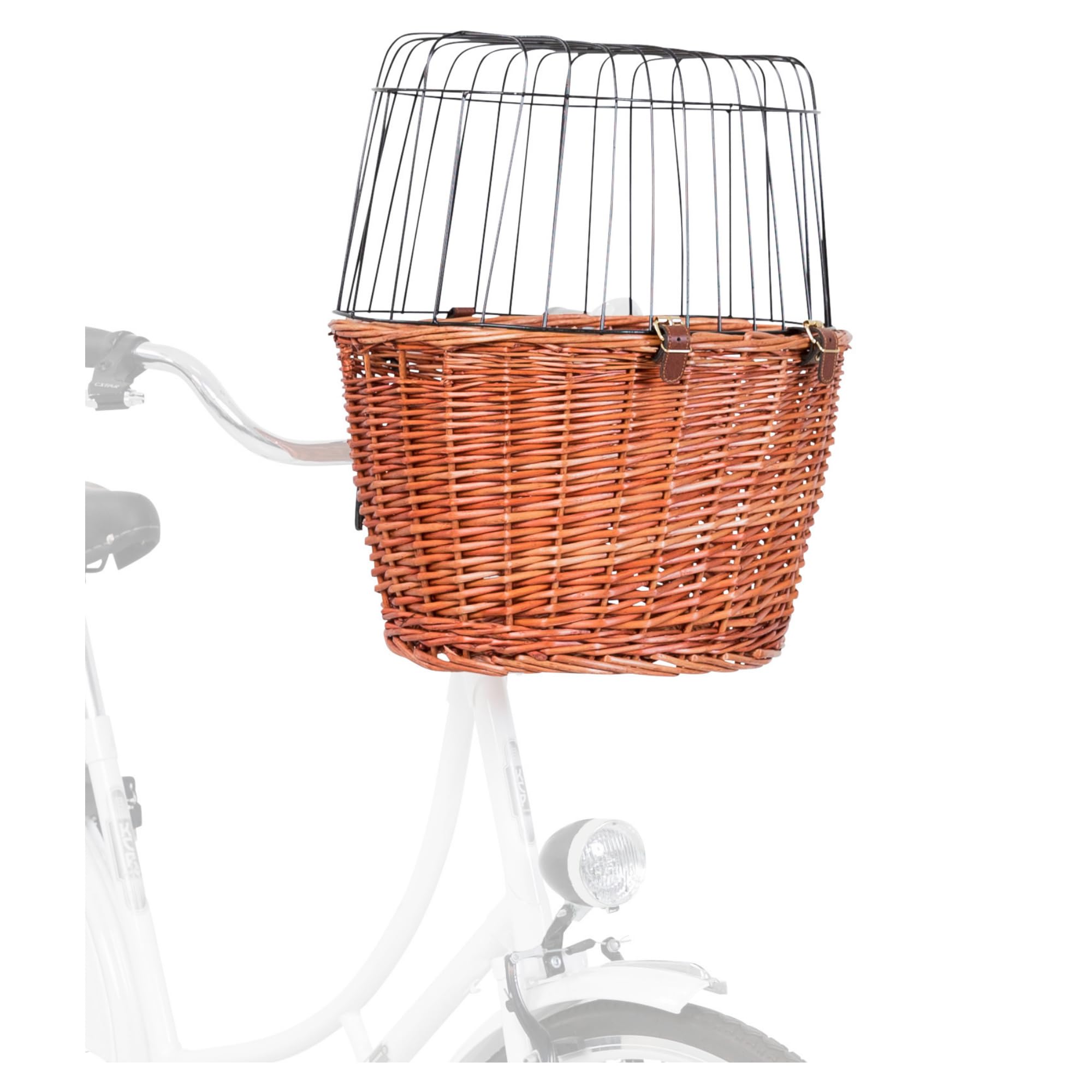 TRIXIE Hundekorb für das Fahrrad vorne bis 5 kg 44 × 48 × 33 cm - gewobener Hundefahrradkorb für den Lenker - in schicker Weidenoptik mit Kunststoff Gitter, 2806