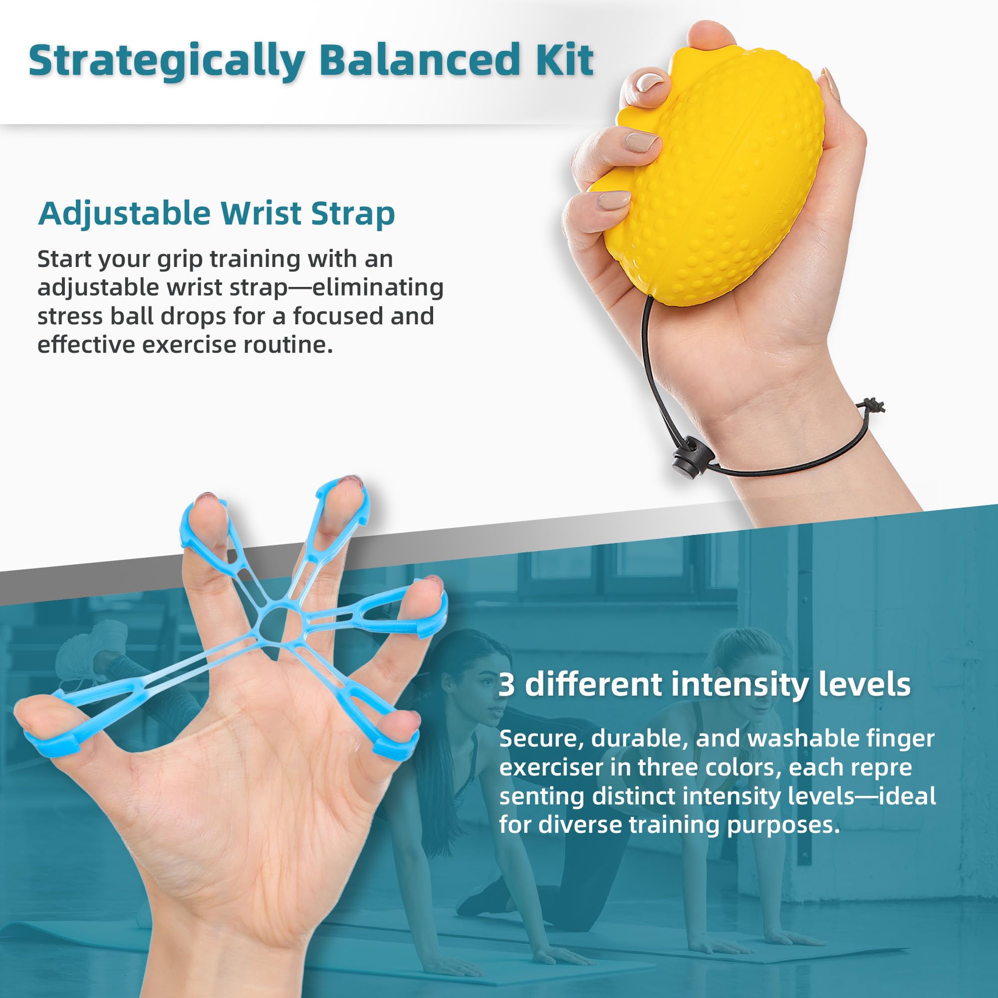 Snapklik.com : Fanwer Stress Ball For Adults And Hand Grip Strengthener Set