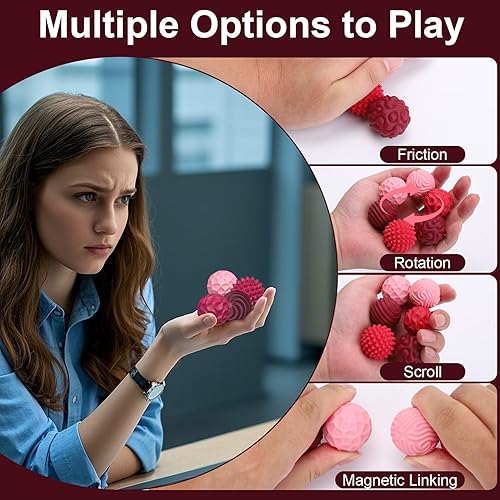 Miniatura 19 de BUSOHA Bolas de silicona para la ansiedad, paquete de 4 juguetes para adultos, juguetes sensoriales para adultos, adolescentes, regalos para calmar