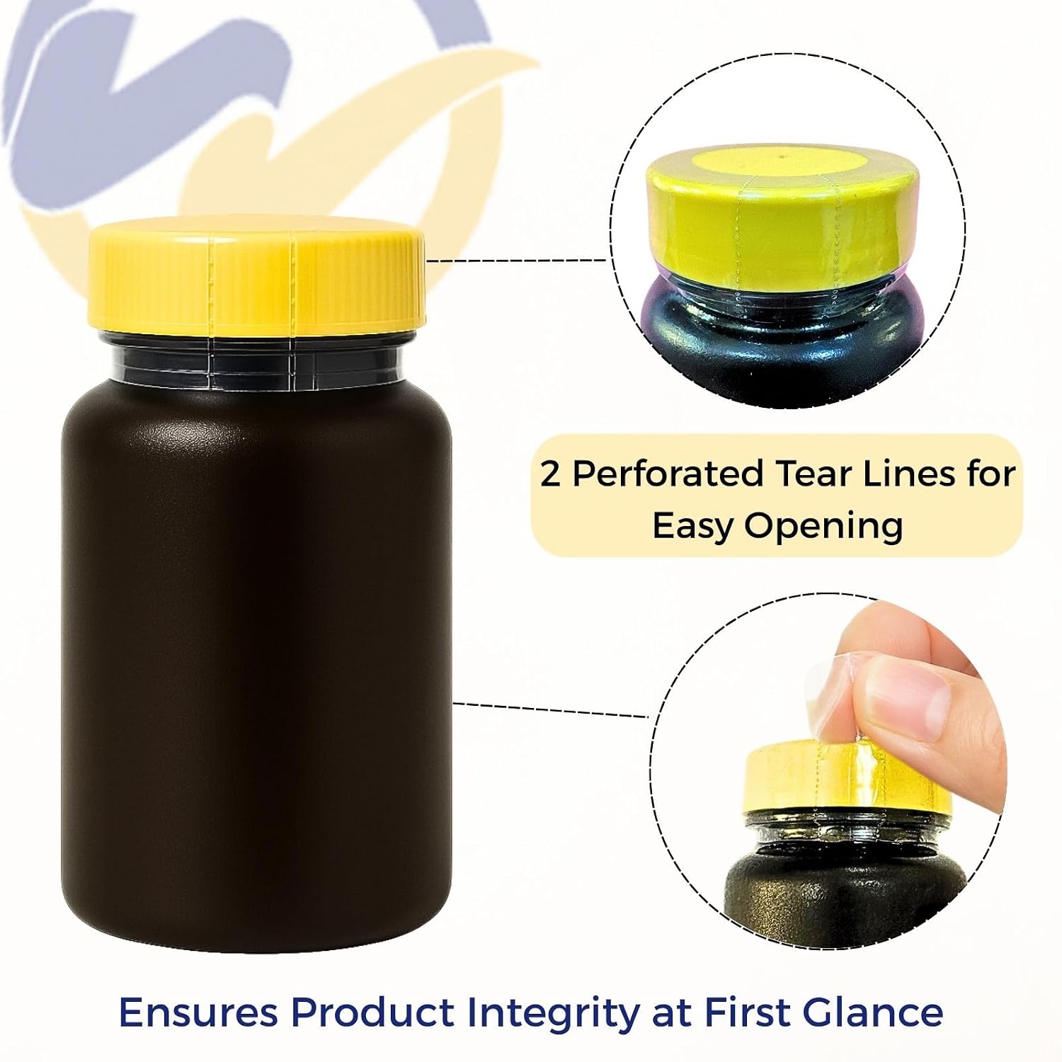 Weiwei - 500 PCS, 145 x 28 mm, Clear Perforated Tamper Evident Cap Seals - Fits 3.43"–3.62" (87–92 mm) Lid Diameter