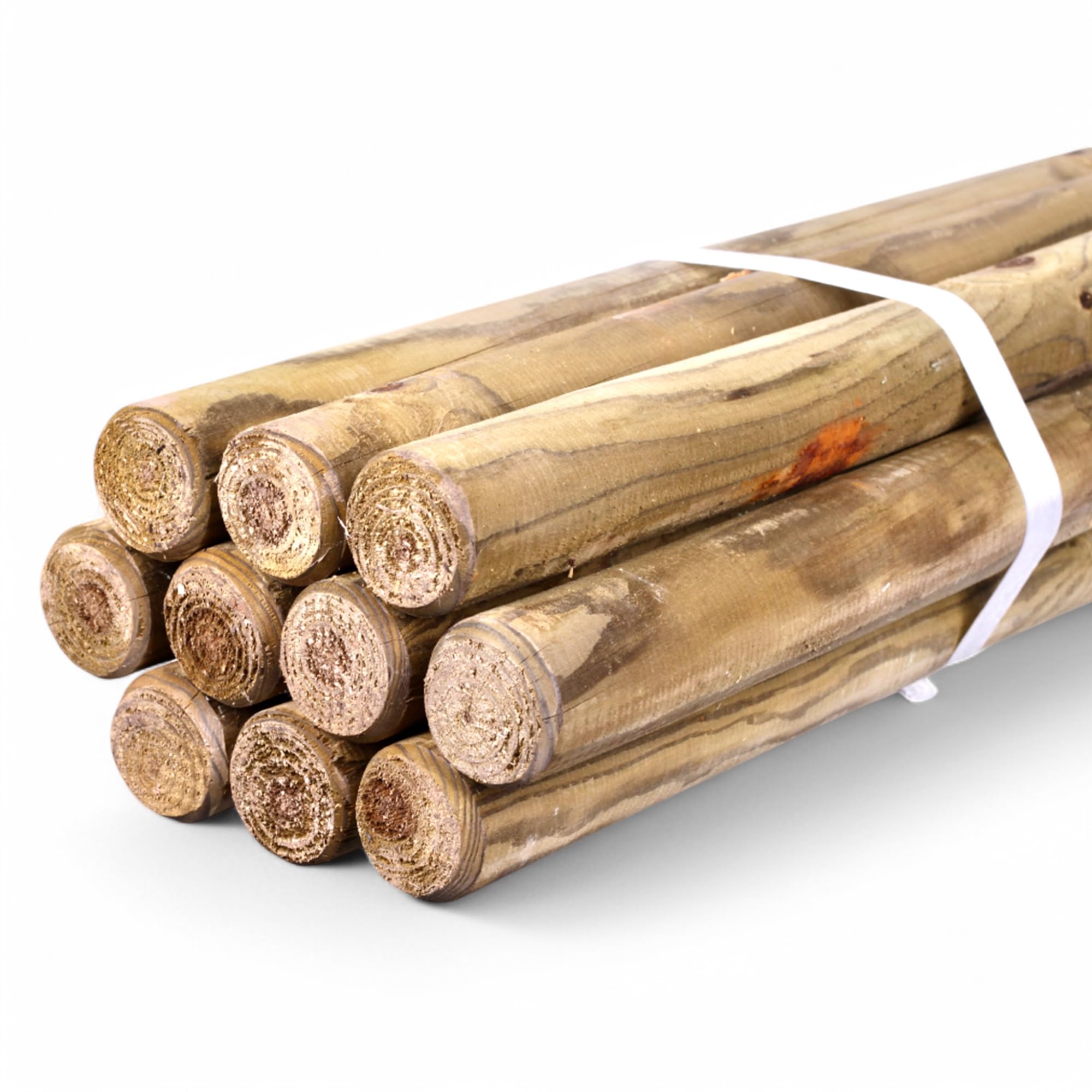 10 Stück Zaunpfähle Holz Ø 4 cm – KDI Grün imprägnierte Rundpfähle aus Sauerländer Holz – angespitzte Baumpfähle in verschiedenen Längen für Garten, Weide & Landschaftsbau (125 cm Länge)
