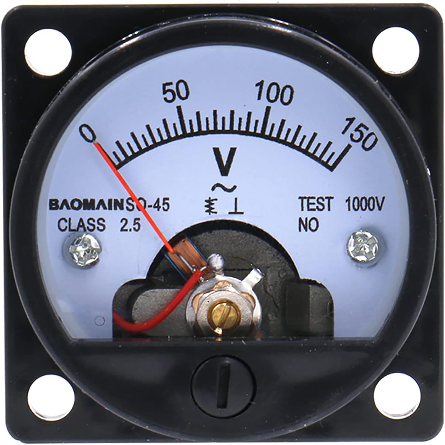 Baomain Analog Dial Panel Meter Voltmeter Gauge SO-45 AC 0-150V Round Black