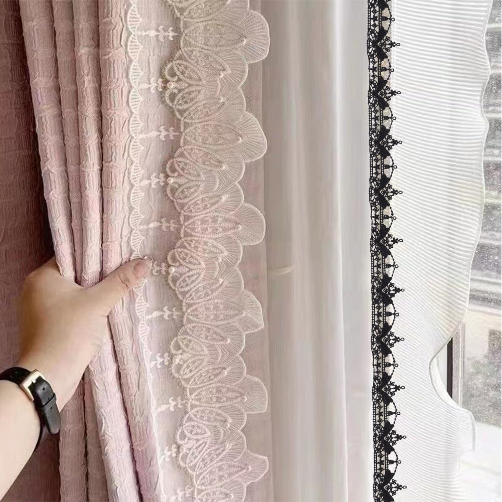 GORGECRAFT 5 Yards Bowknot Venice Crochet Lace Trim Embroidered Black Edging Trimmings Bow Edge Fabric Sewing Scallop Ribbon Decoration Applique Patch for Home Decor DIY Crafting Wrapping