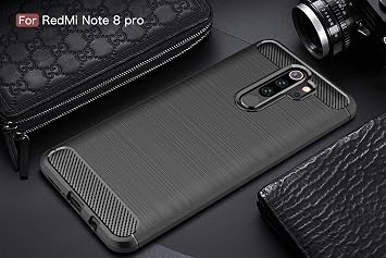 Xiaomi Redmi Note 8 Pro Case, Carbon Fiber Texture Design & Leather Texture Design Back Cover Anti-Scratch Shock Absorption Case for Xiaomi Redmi Note 8 Pro (Black)