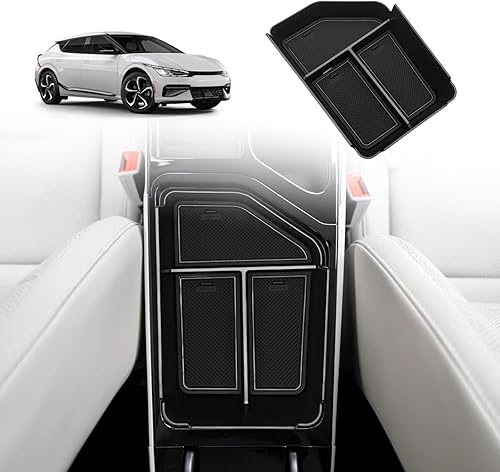 BestEvMod Organizador de consola central compatible con Kia EV6 2025 2022-2024, bandeja de accesorios, accesorios interiores, caja de almacenamiento