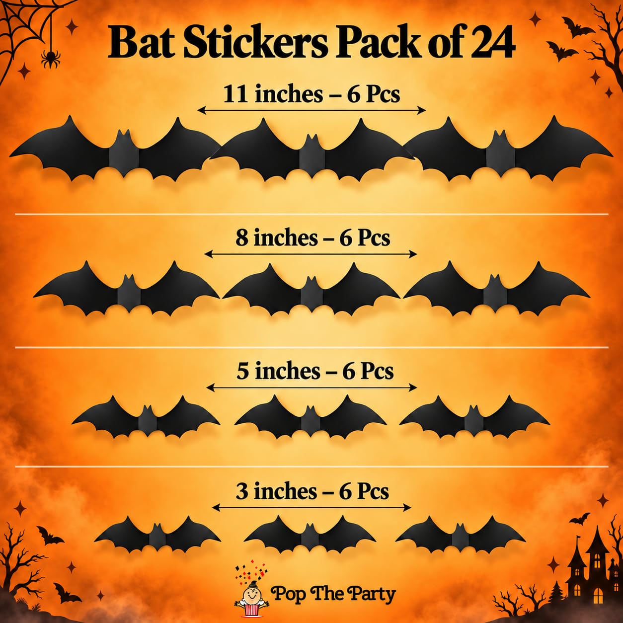 Halloween Bat Wall Stickers - Spooky Decor -2 Halloween Bat Wall Stickers - Spooky Decor -2