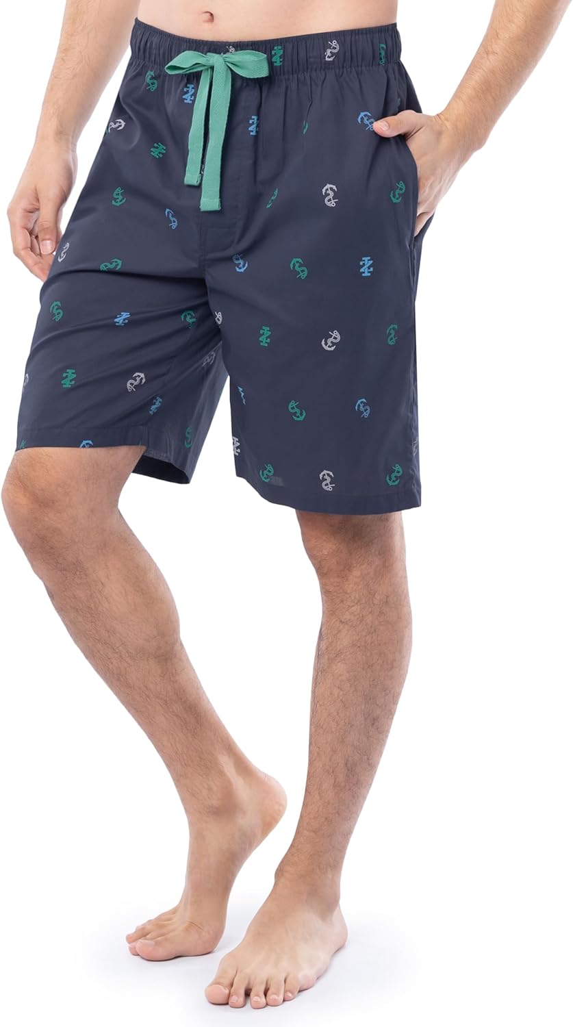 IZOD mens Printed Poplin Relaxed Fit Drawstring Sleep Shorts - Image 3