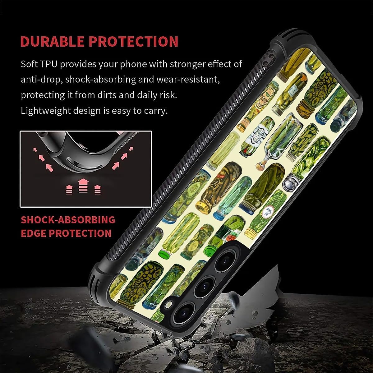 for Samsung Galaxy S23 Case,Soft Silicone Shockproof Bumper Camera Protection Phone Case-Fun Green Canned Food image 2