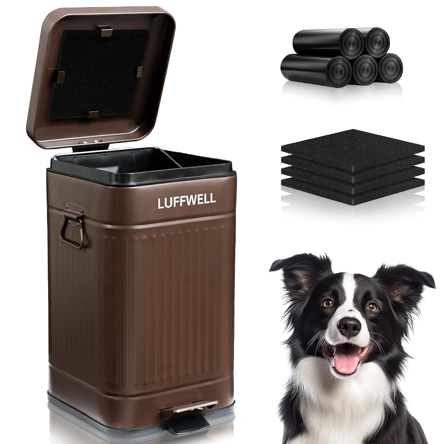 Dog Poop Trash Can Outside, 12L Metal Bin Only