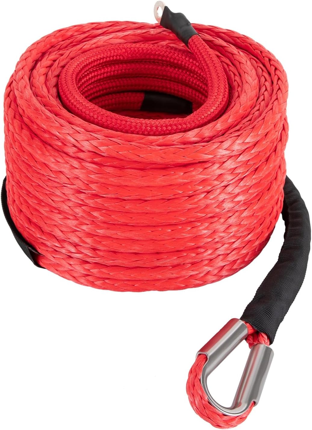 Synthetic Winch Rope Cable Kit 1/2 × 85ft 31500LBS Winch Line with Protective Sleeve Winch Hook Safety Pull Strap go for 4WD Off-Road Vehicle Truck
