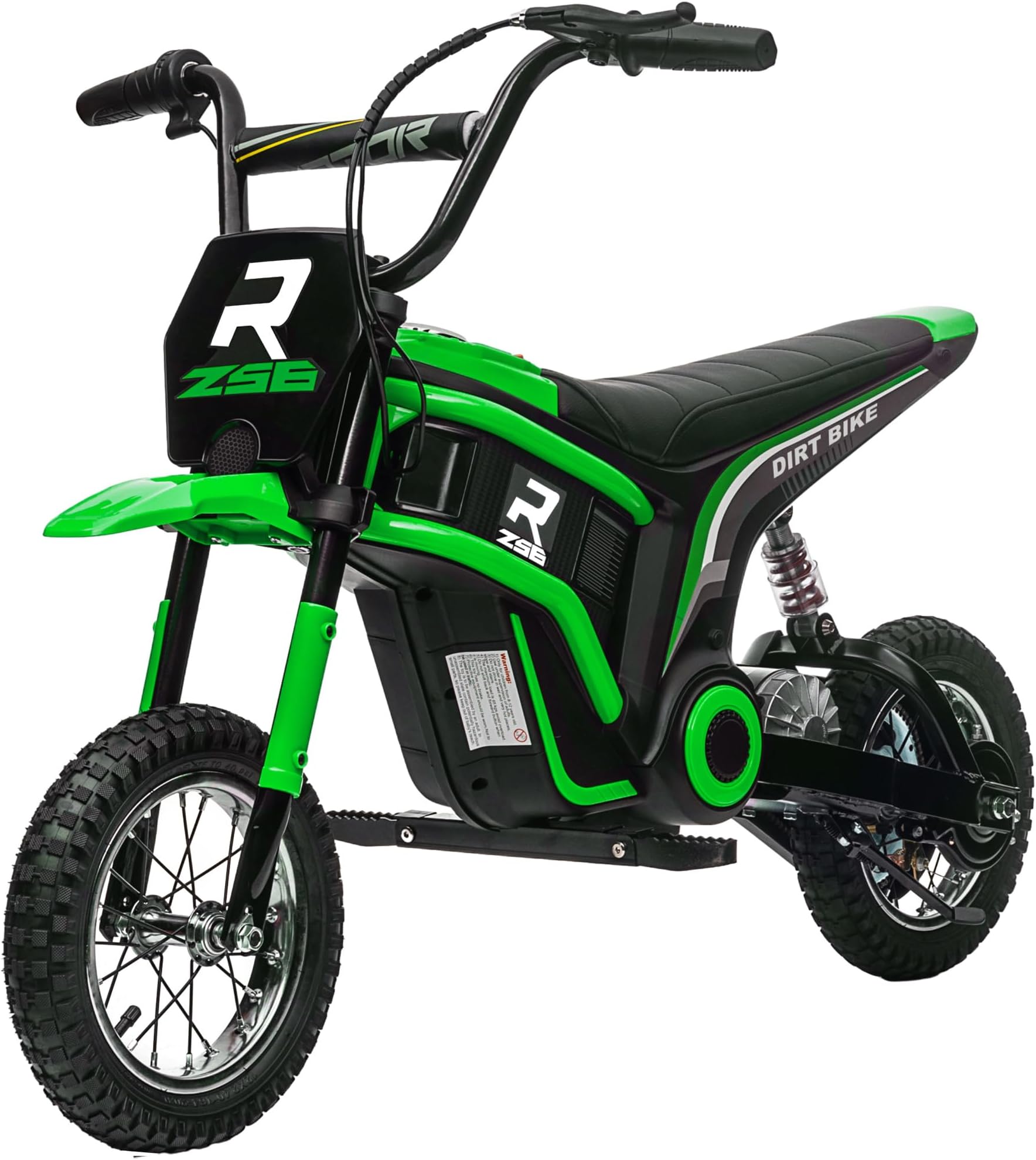 Aosom Electric Dirt Bike with Twist Grip Throttle, 24V 350W Off-Road Electric Motorcycle, Up to 15 MPH with Brake, Music Horn, Rear Suspension for Ages 13+ Years, Green
