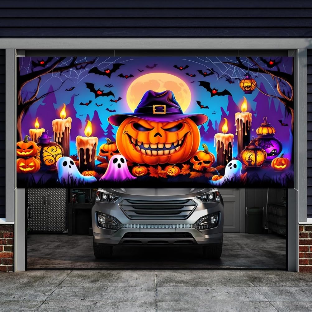 Decorazioni per Feste di Halloween, copriporta Happy Halloween, copriporta per Garage Spaventoso per Notti da brivido, Decorazioni spettrali, perfette per Feste e Ottima Idea Reg
