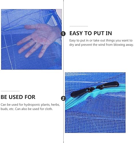 Miniatura 5 de BESPORTBLE Red de malla colgante de 3 capas para secar, secadora de malla plegable con cremallera para brotes, frutas, flores, verduras, pescado,