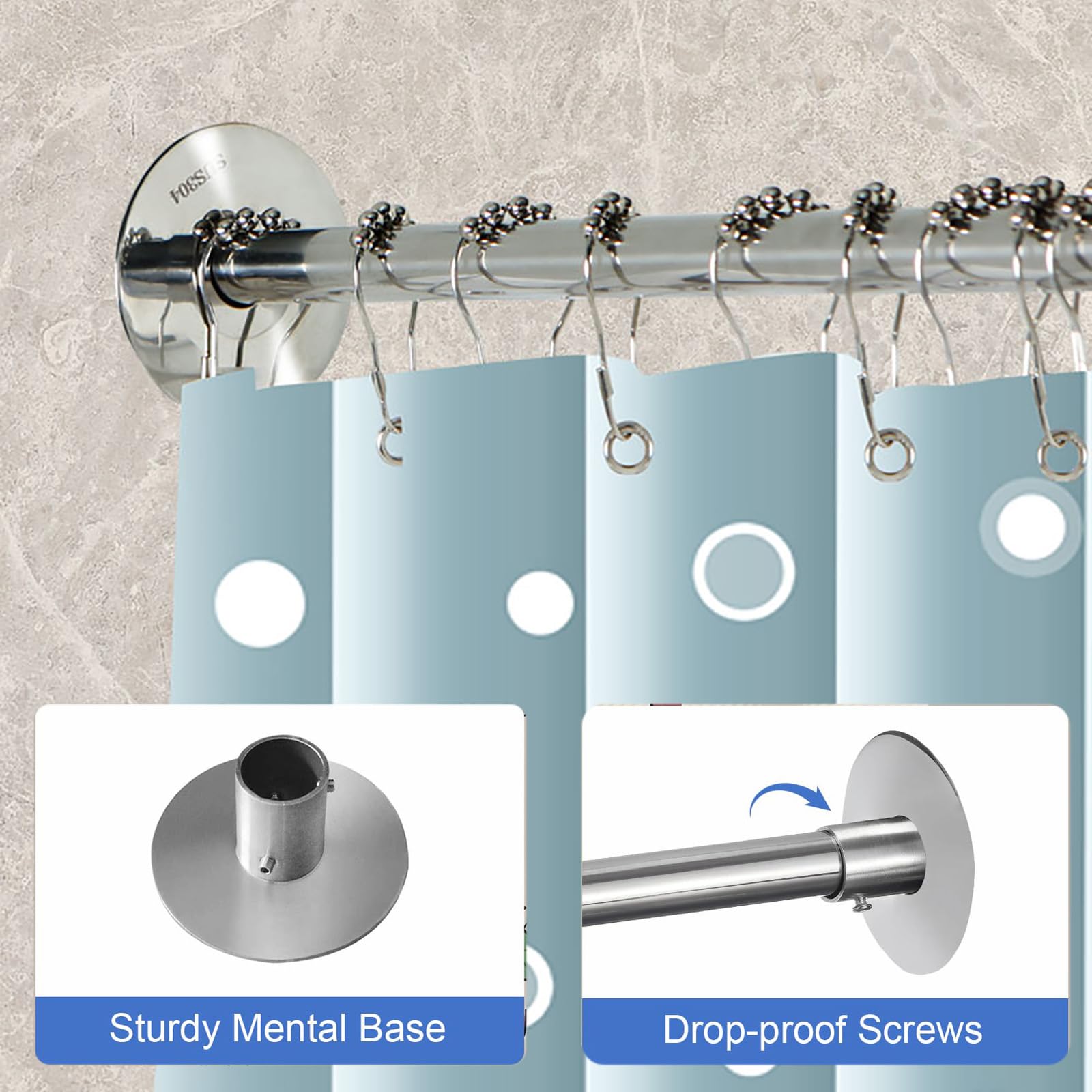 Barre de douche d'angle réglable L-SD 70-95 cm extensible sans perçage pour salle de bain et baignoire Argenté Design peu encombrant pour la maison et la vente au détail