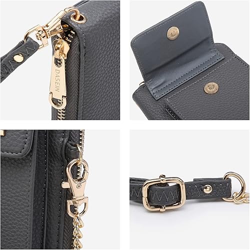 Miniatura 5 de Dasein - Bolso cruzado con bolsillos múltiples para mujer, bolso con billetera llevar al hombro o en la muñeca