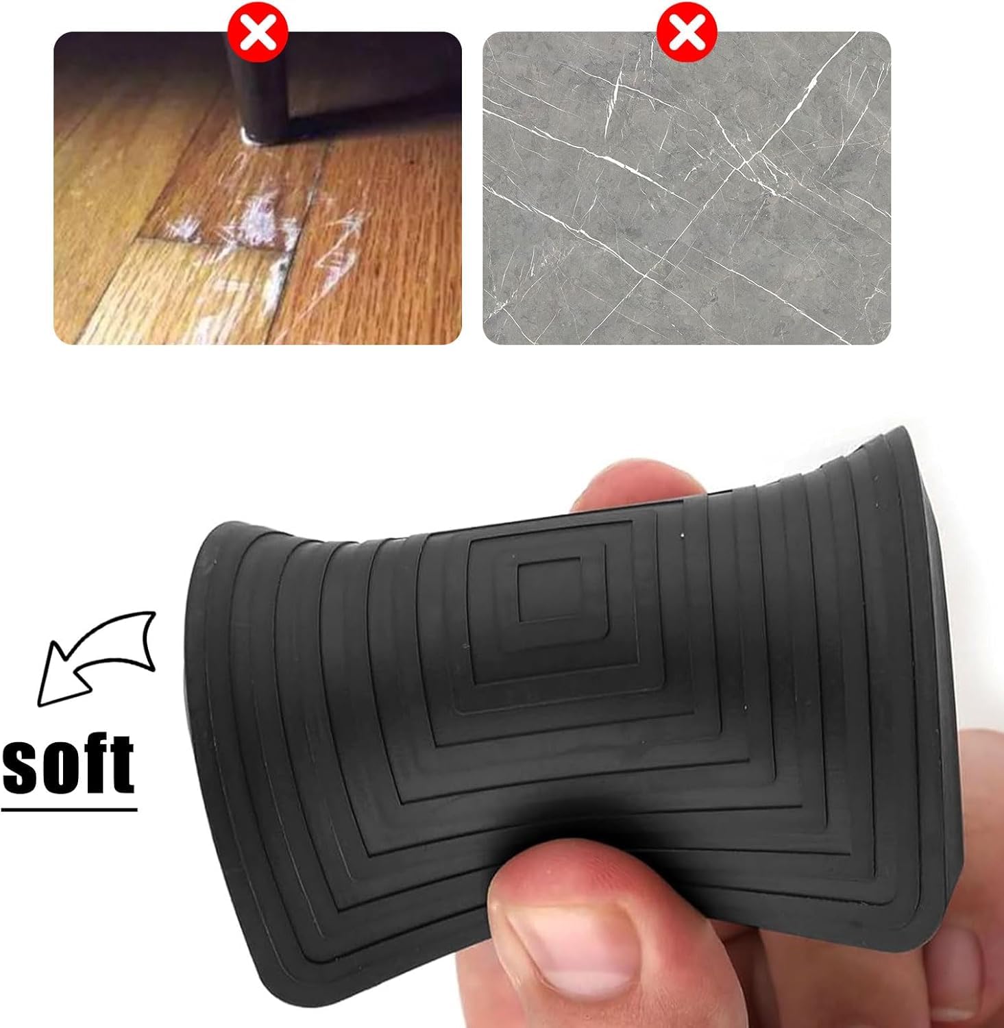 Wjelet 4pcs 2.5inch Furniture Coasters Cups, Square Caster Cup, Non-Slip Rubber Furniture Coasters - Image 3