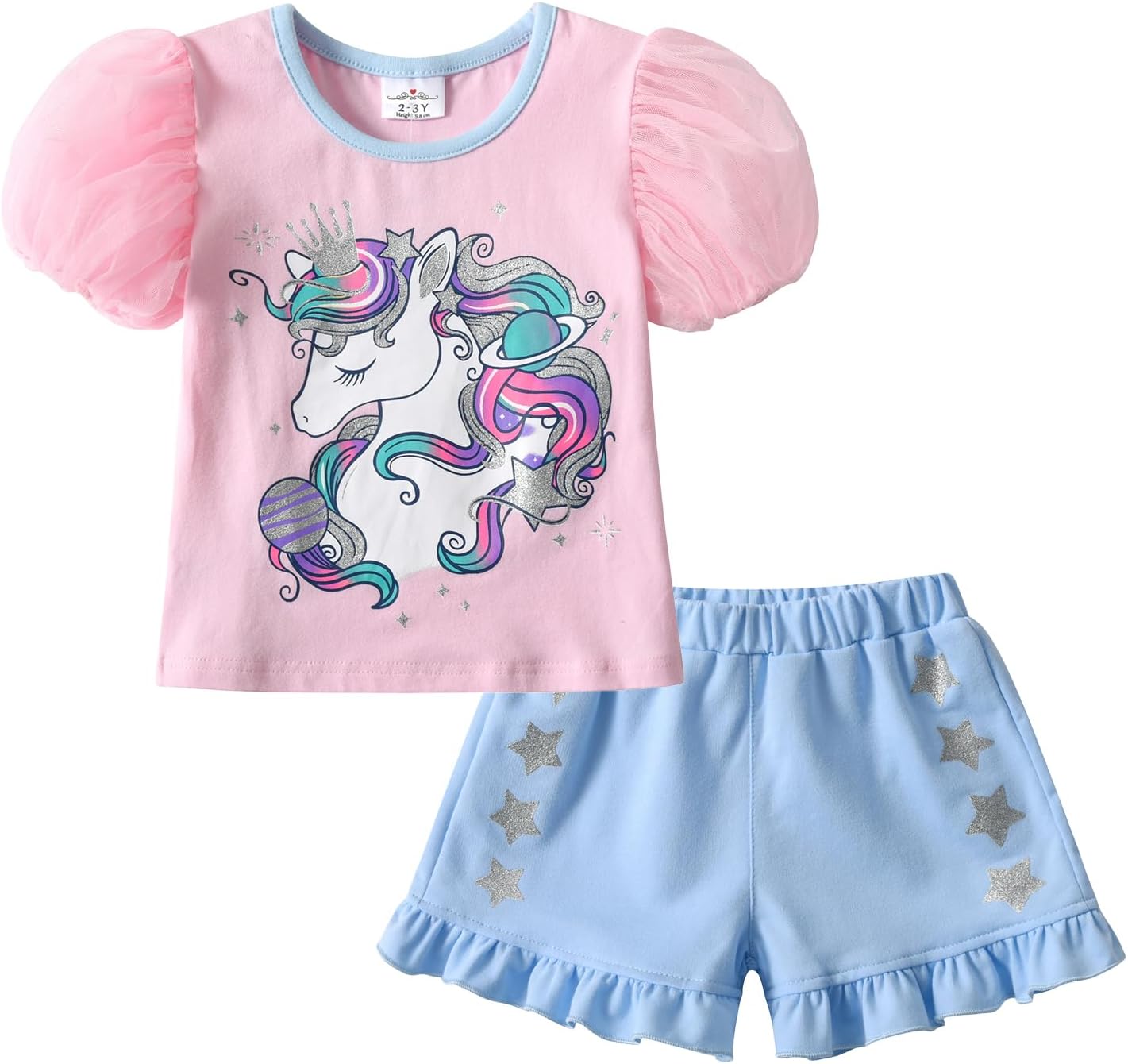 VIKITA Girls Cotton Outfits Sparkling Cute Cartton T Shirt Tank Top and Shorts Fashion Clothing Set for Summer VIKITA Girls Cotton Outfits Sparkling Cute Cartton T Shirt Tank Top and Shorts Fashion Clothing Set for Summer