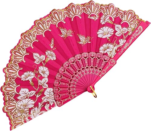 Abanico de mano para hombres y mujeres, ventilador plegable, con mariposas de flores bronceadoras con elegante borla, ventiladores chinos,