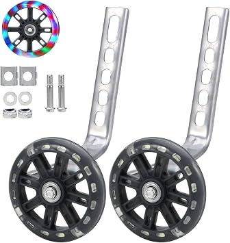Bicycle Training Wheels - Adjustable Stabiliser Support Wheels for Kids Bikes of 12 14 16 18 20 Inch Black