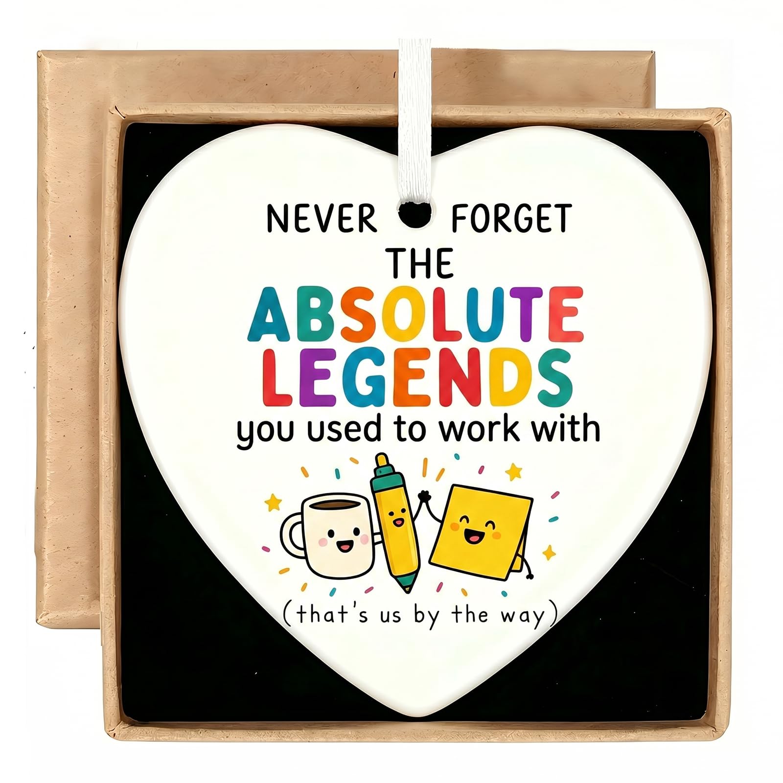 Virelle Ceramic Heart Hanging Ornament Never Forget The Legends Leaving Gifts for Colleagues Women Men Good Luck in Your New Job Keepsake Farewell Gift
