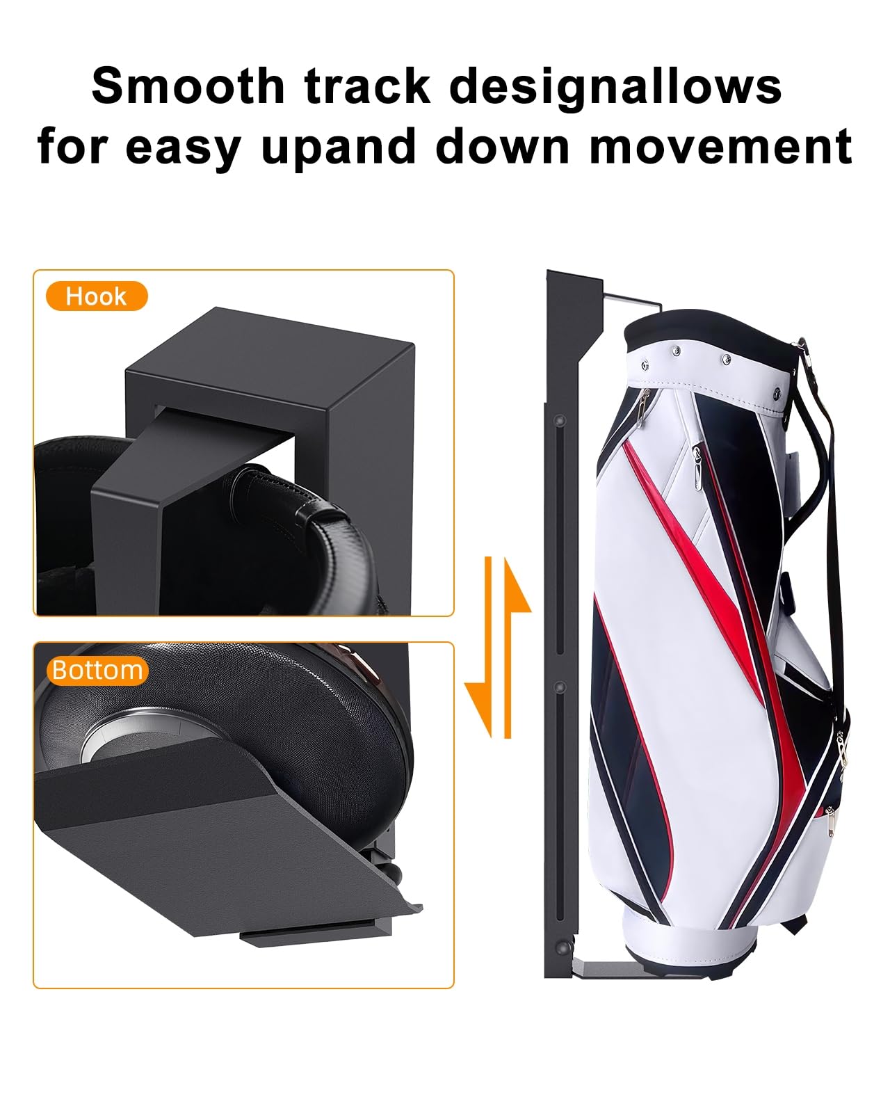 Golftaschen-Aufbewahrungsregal, Wandhalterung, Golftaschenregal für Garage, Golftaschenständer für Display, Golftaschenhalter für Wand, Golfzubehör für Herren, höhenverstellbar, Schwarz