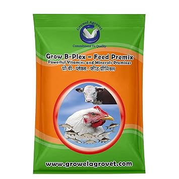 Growel Grow B-Plex ? Feed Premix, A Powerful Vitamins & Minerals Premixes with 19 Compositions for Fish, Prawns, Poultry & Cattle- 1 kg.