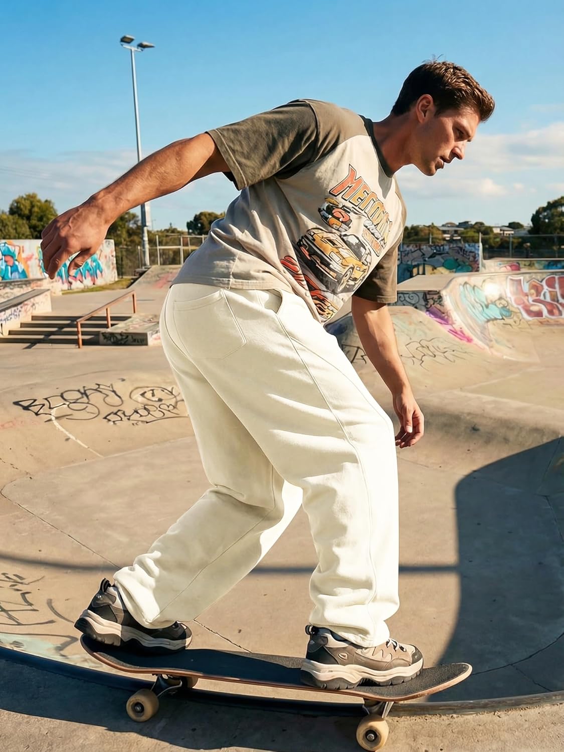 JMIERR Mens Baggy Pants Drawstring Stretch Loose Fit Wide Leg Streetwear Pants with Pockets - Image 5