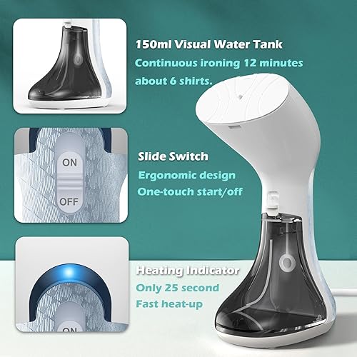 Miniatura 4 de Vaporizador portátil para ropa  vaporizador de ropa con sobrecalentamiento apagado automático, vaporizador de ropa de calentamiento rápido de mano