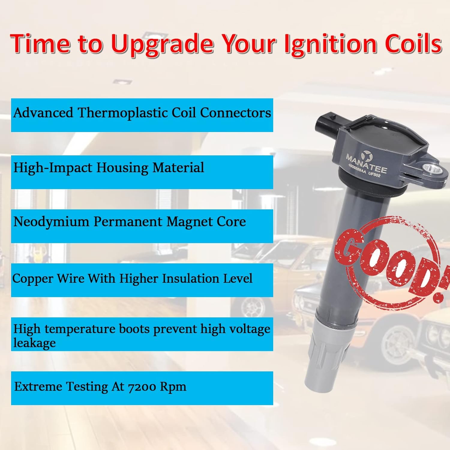 MANATEE 4606869AA Ignition Coil Pack and 7781 Iridium Spark Plugs Set for Dodge Avenger Charger Nitro Magnum, Chrysler 300 Sebring Pacifica Town & Country 3.5L 4.0L V6 2006-2010, 04606869AB UF502