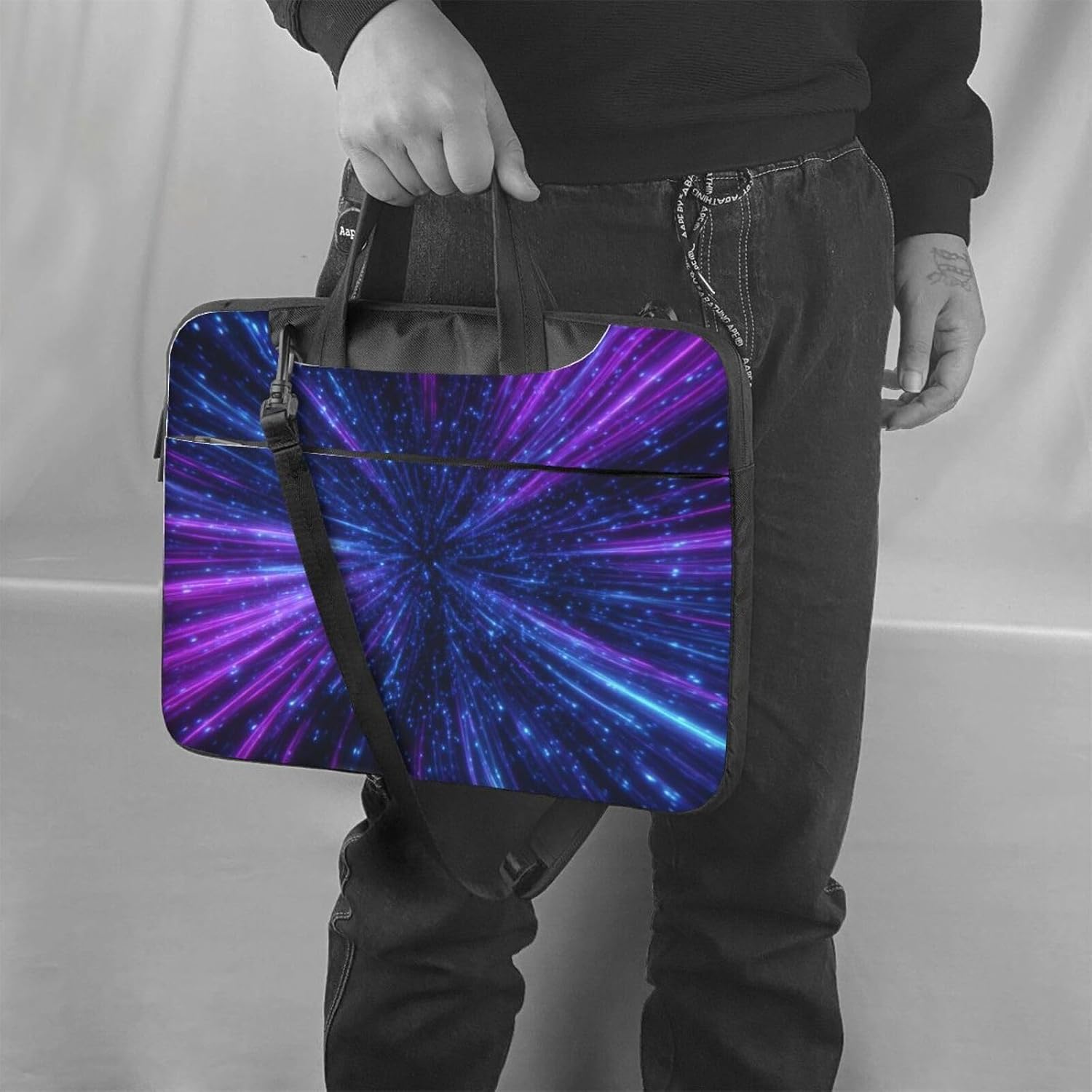 Laptop Shoulder Bag Messenger Bags Purple Blue Light Rays Laptop Bag Computer Bags for Men Women