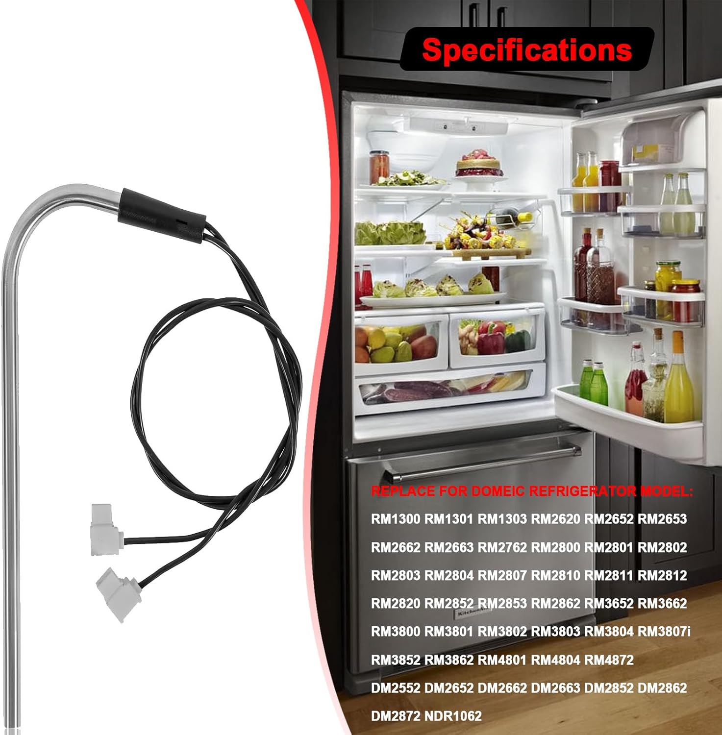 YMT 3850644422 Heating Element Replacement Fits for Dometic Refrigerator 325W 120Vac,Fits for Refrigerator Models Dometic DM2652/DM2852/DM2662/DM2663/DM2862