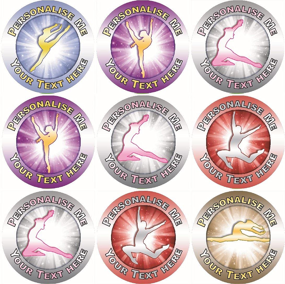 Sticker Stocker Bright 144 Personalised Gymnastics 30Mm Reward Stickers For Teachers, Parents, Dance