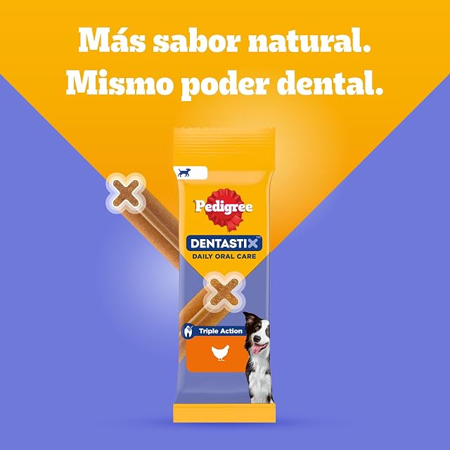 Foto 8 de 8 de PEDIGREE DENTASTIX Masticables dentales diarios para perros medianos, 10 x 7 Masticables con pollo