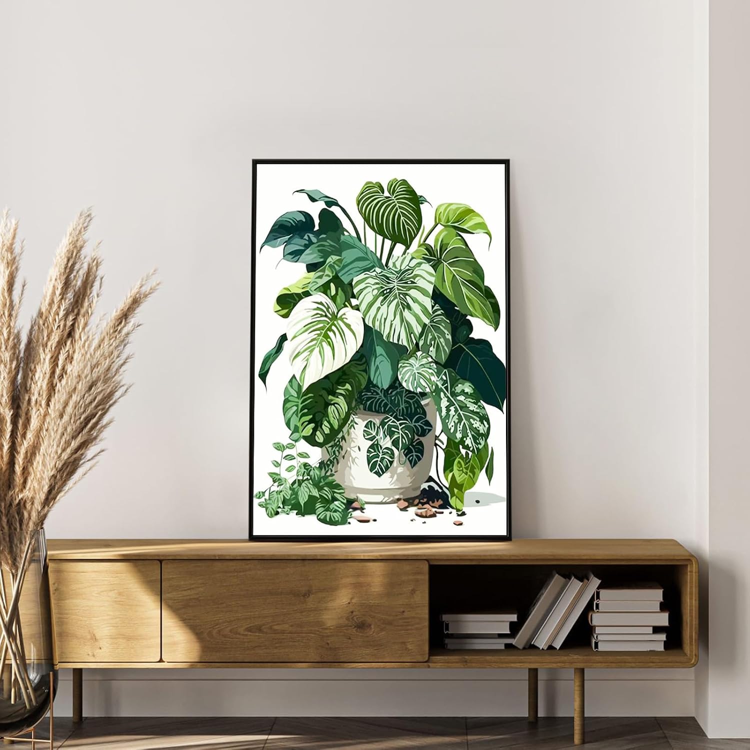Okarina Framed Paint by Numbers Kit for Adults Beginner, Tropical Plant Paint by Number with Frame, DIY Acrylic Painting Kit for Relaxation, Plant Lover Wall Decor Gift, 8 x 12 Inch