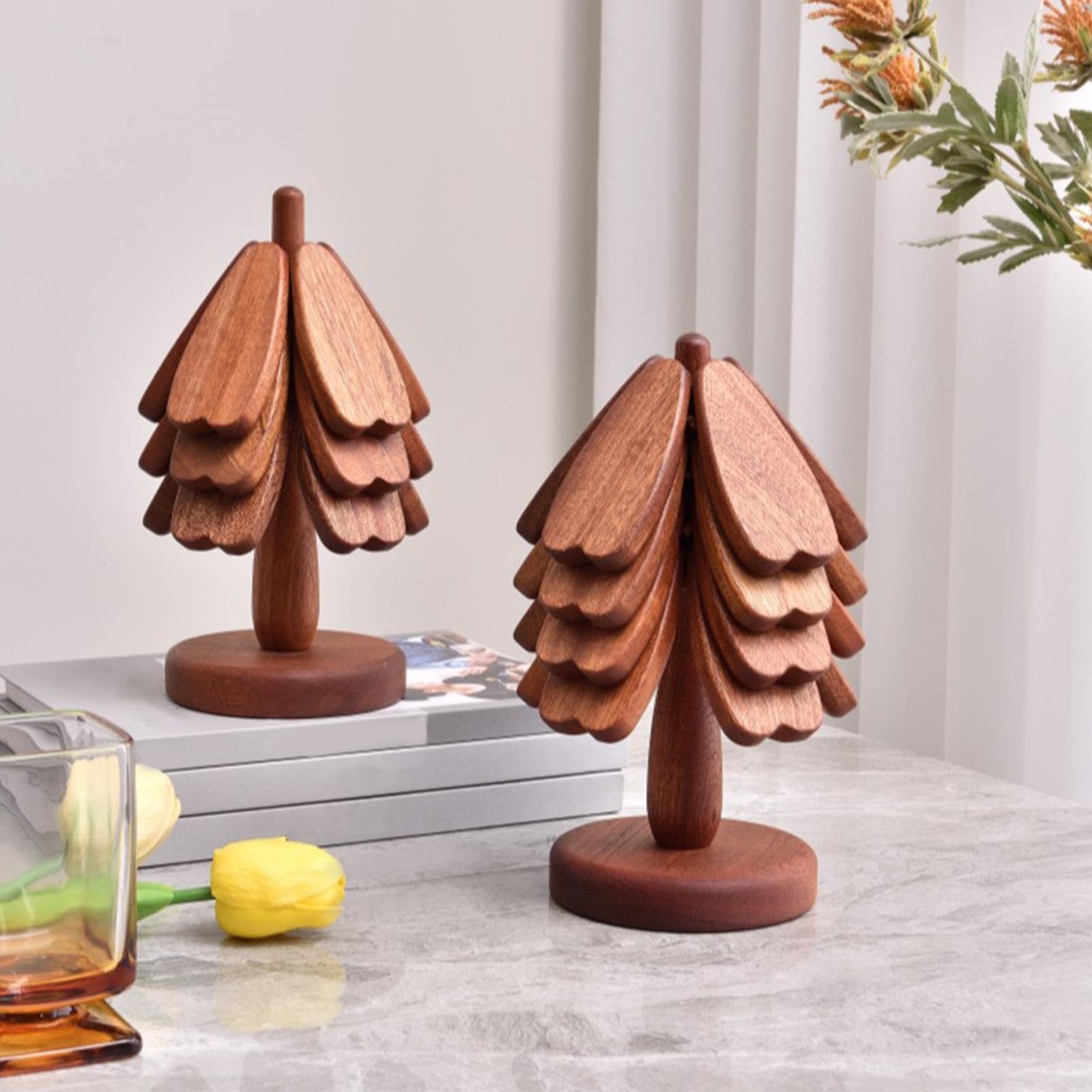 Dessous de Plat en Bois Sapin de Noël Tapis en Bois Résistant À La Chaleur