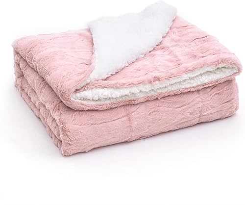 Tache Home Fashion Manta Sherpa de piel sintética, 50 x 60, rosa polvoriento