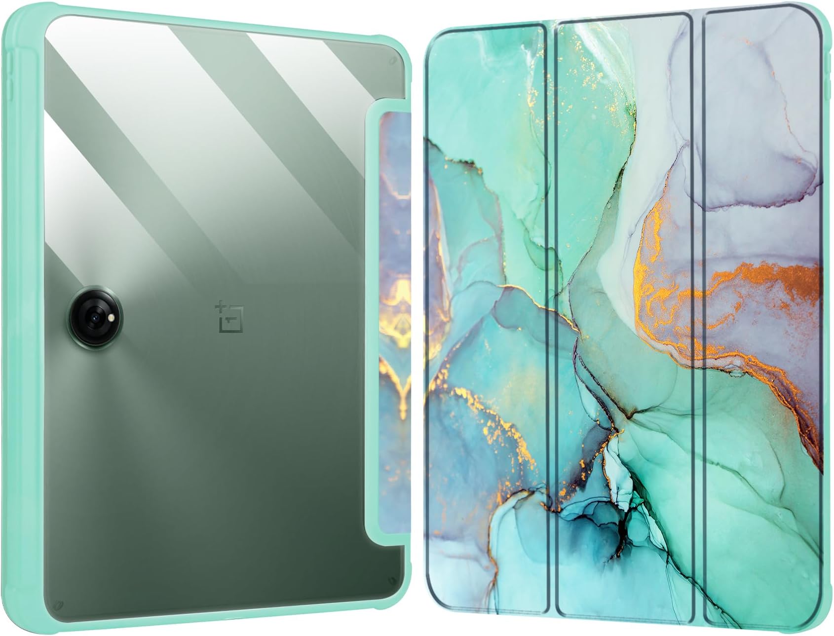 Cover for OnePlus Pad Go 11.35 inch Cover Case, Hybrid Flip Case Cover for OnePlus Pad Go 11.35 inch [Support Auto Sleep Wake] - Marble Green