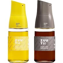 Zuutii Olive Oil Dispenser Drip Free Oil Dispenser Bottle for Kitchen Glass Oil and Vinegar Dispenser Set Olive Oil Bottle Cooking Oil Dispenser Soy Sauce Dispenser Oil Container Lemon Yellow+Gray