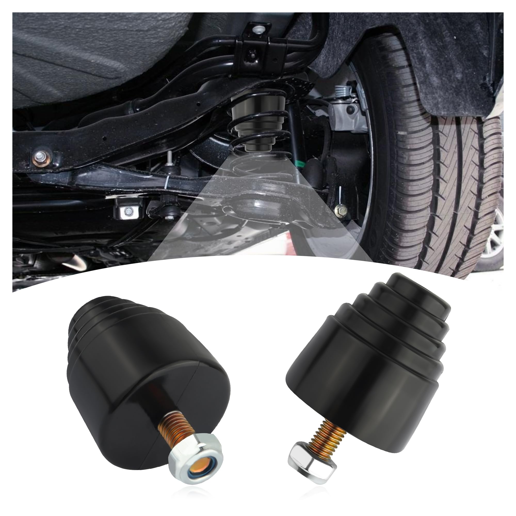 2PCS Bump Stop Kit Absorb Noise,Suspension Bump Stops for Trucks with 2 Nuts,Universal Rubber Bump Stop Car Accessories Fit for Cars Vans Trucks Trailer Door Bumper