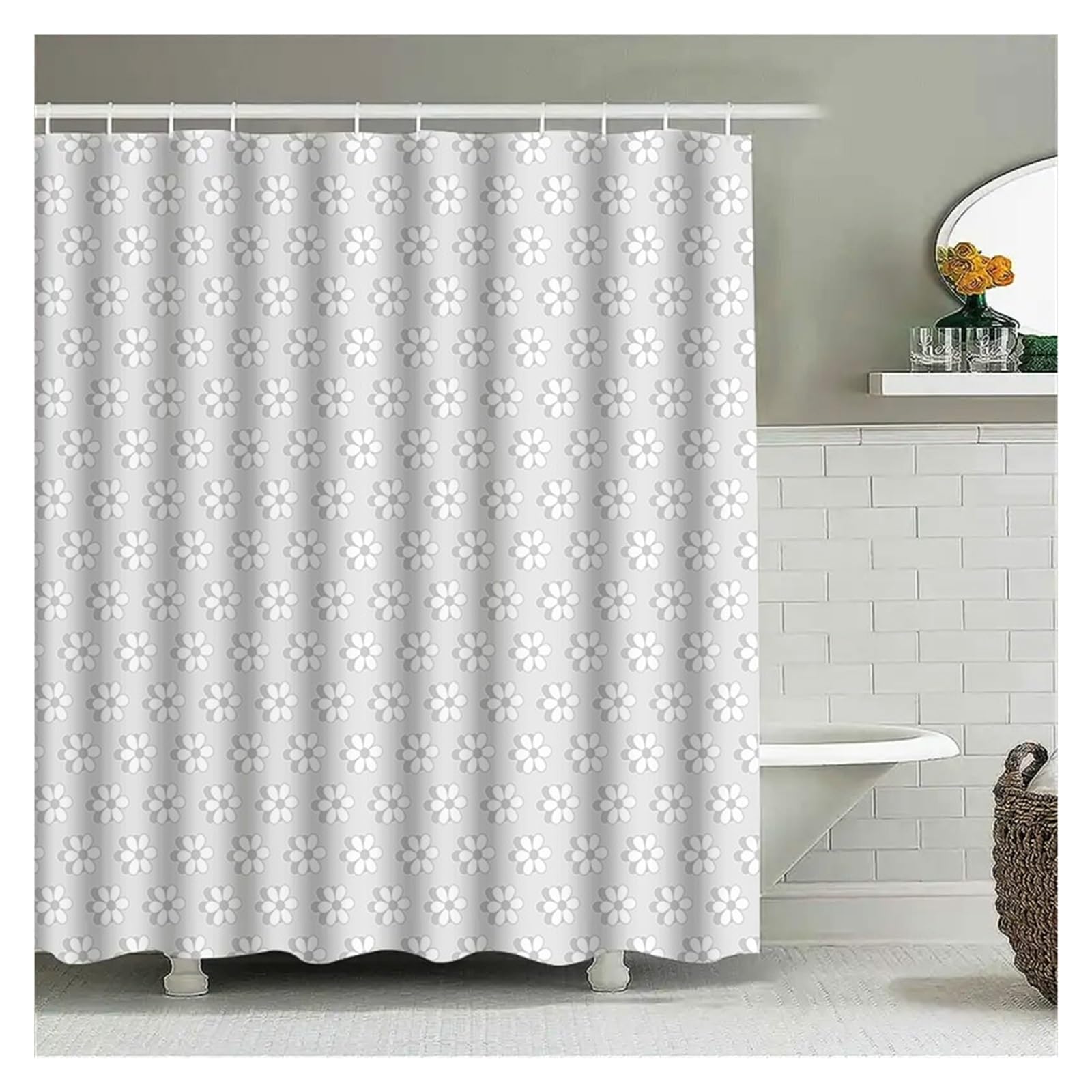 PIGENEQW Shower Liner Cloth Waterproof Shower Curtain Bathtub for Home Decor Bathroom Accessories with Hook(150x180cm)