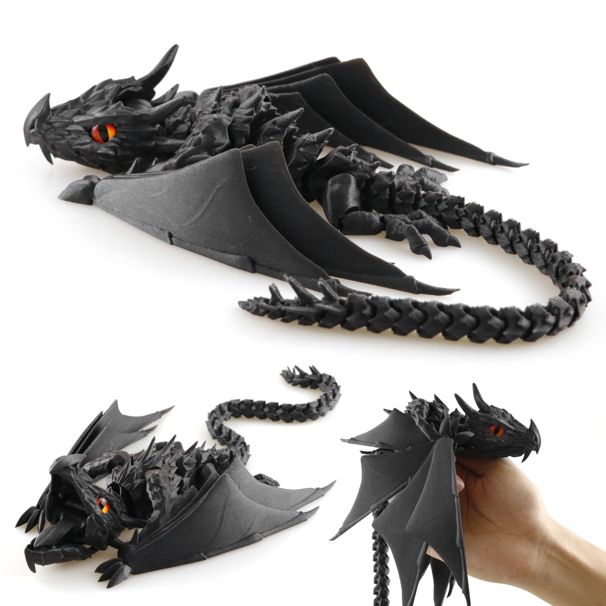 LehuoMaker 3D Printed Dragon with Wings Silk Black