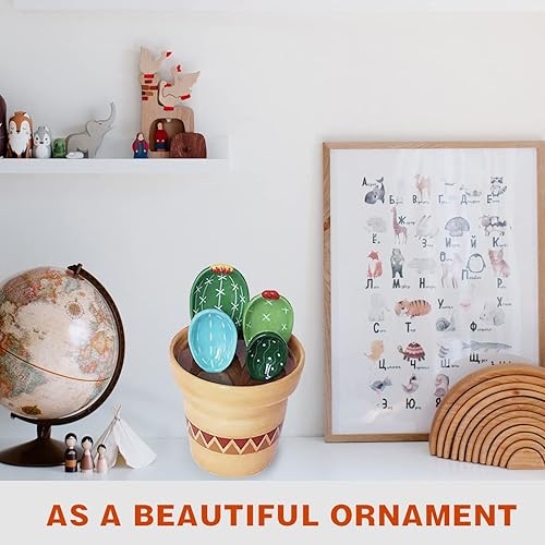 Miniatura 7 de Juego de cucharas medidoras de zanahoria en maceta, lindas tazas medidoras de cerámica, cuchara medidora de condimentos con soporte para tazas,