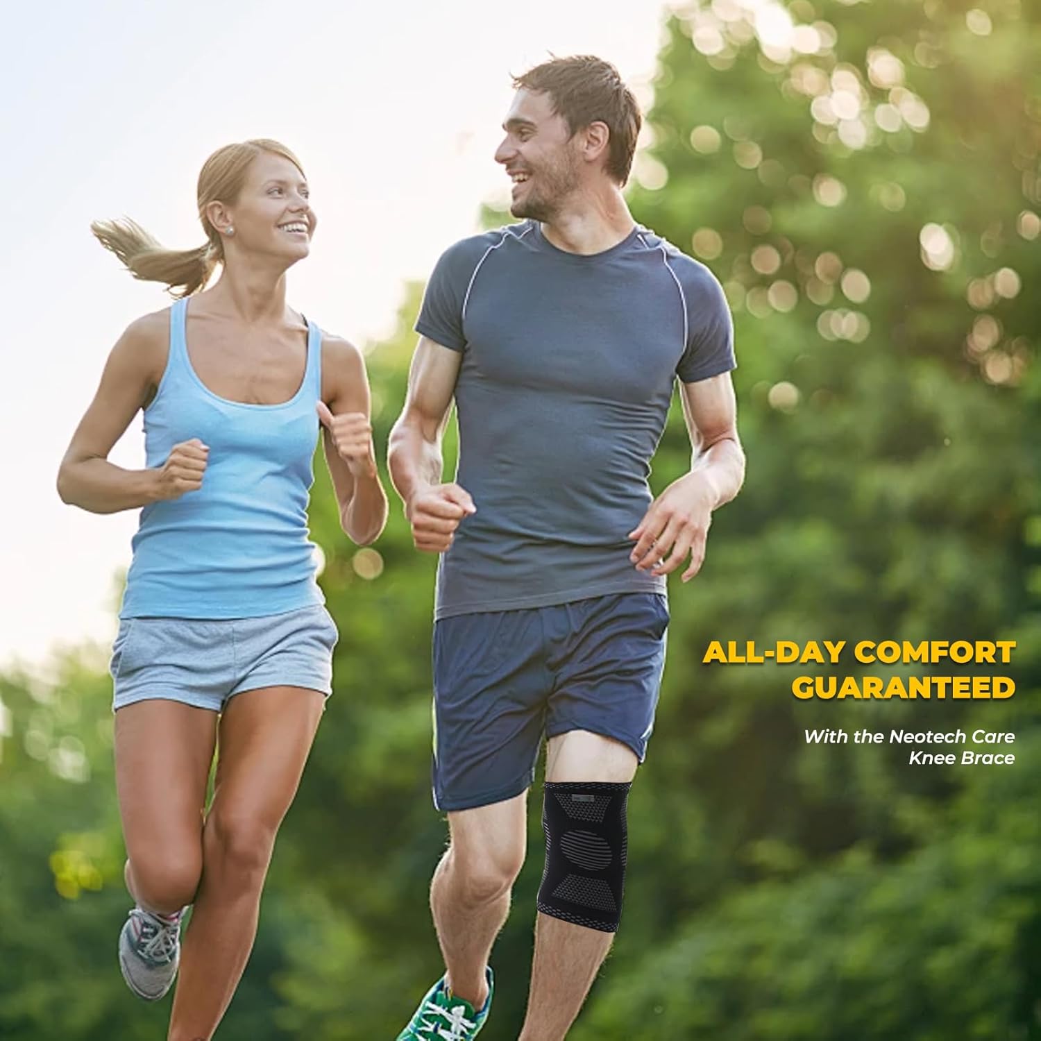 NeoTech Care Knee Support Brace - Breathable - Men, Women, Right or Left (Black Color, Size M, 1 Pair) - Image 7