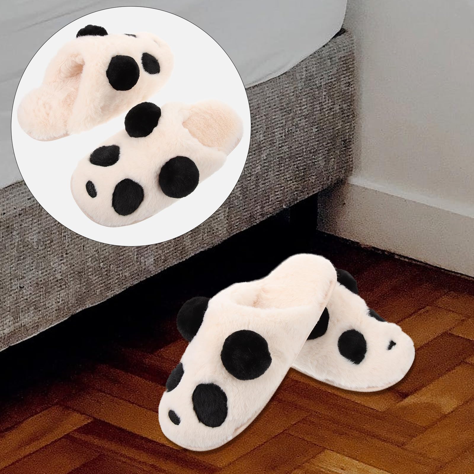 Pantofole Pelose Donna a Forma di Panda Cartone Animato Pantofole Calde da Interno Morbide e Traspiranti Scarpe Carine da Casa 28Cm 40-41 per Uso Quotidiano e Cosplay
